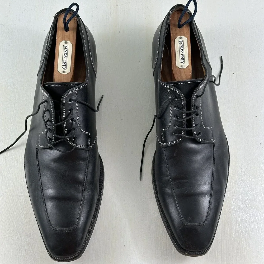 SANTONI Men's Oxford Shoes 10.5 Black‎ Smooth Leather Lace Up Made In Italy $585